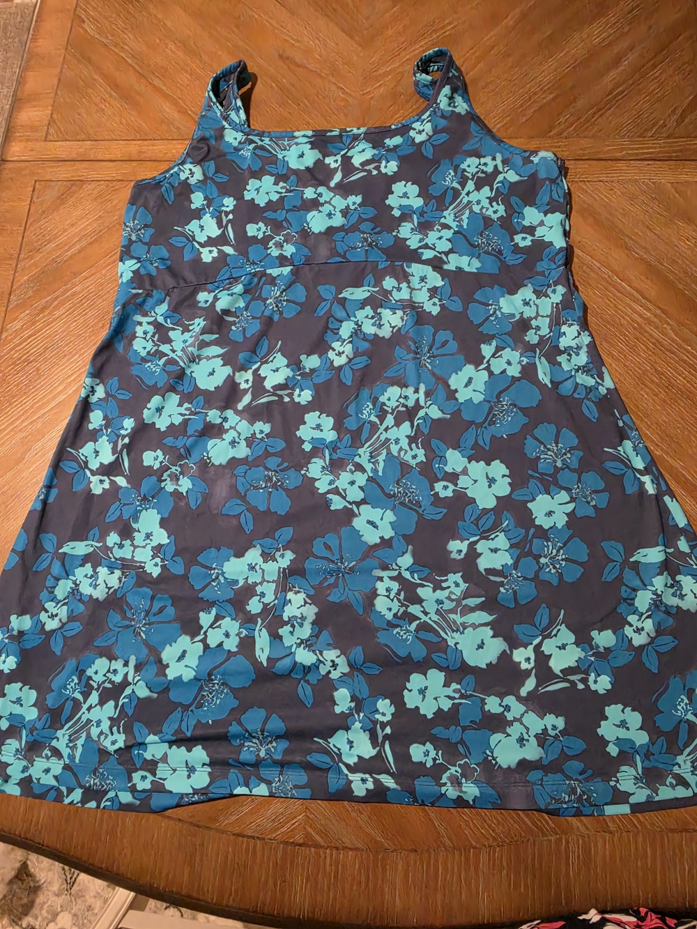 Columbia Floral Tank Dress in Teal and Navy